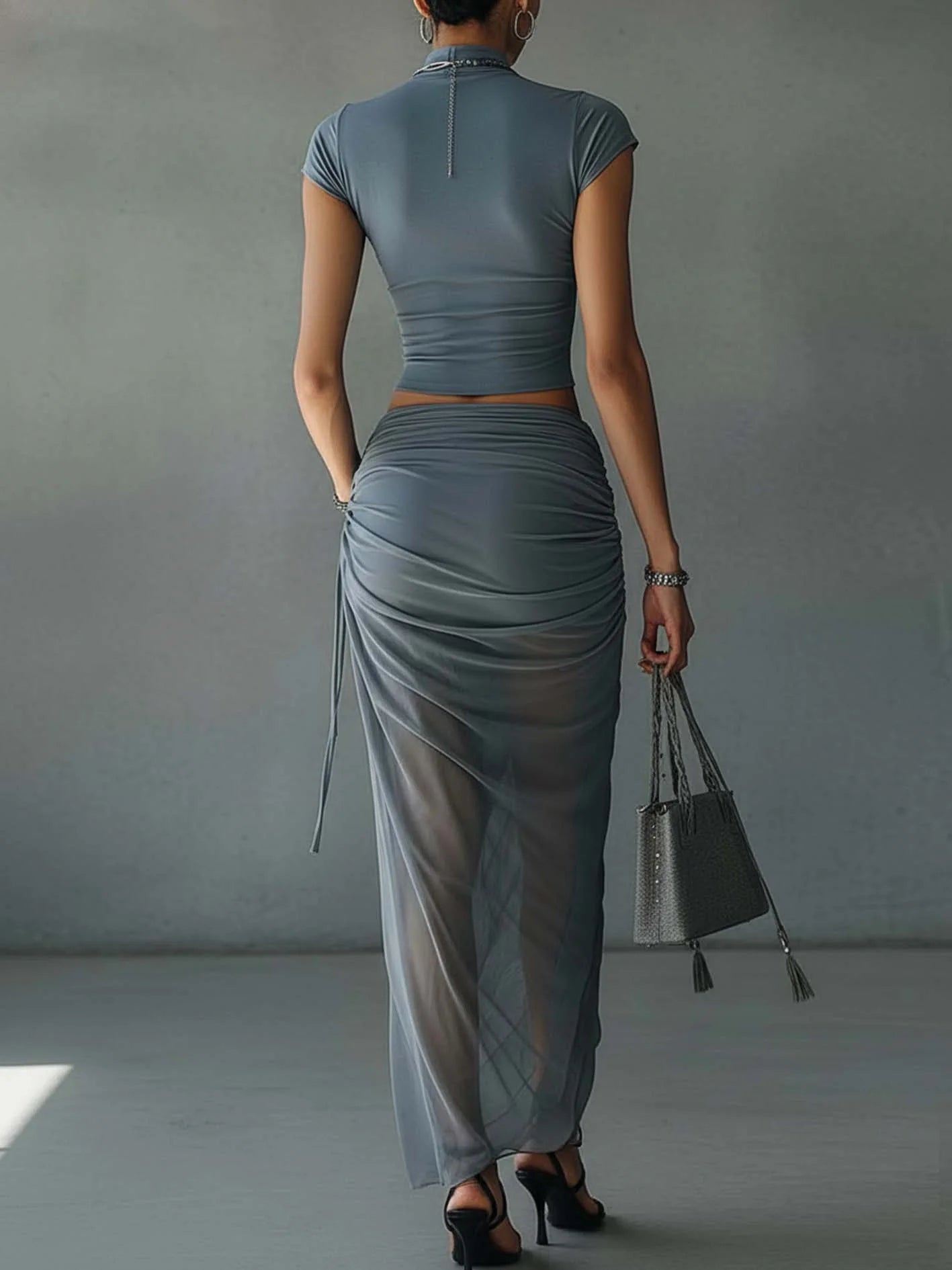 Caterina | Completo Blu con Gonna in Tulle