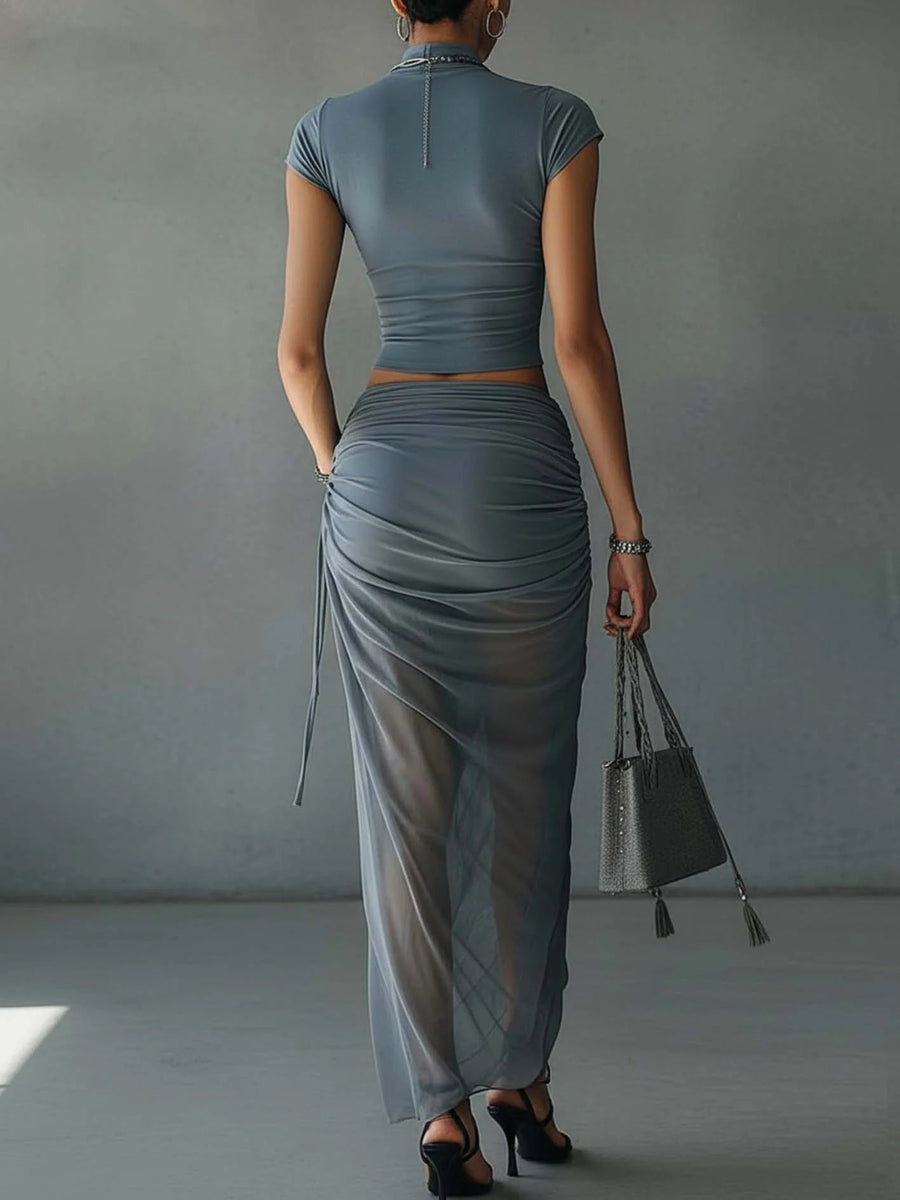 Caterina | Completo Blu con Gonna in Tulle