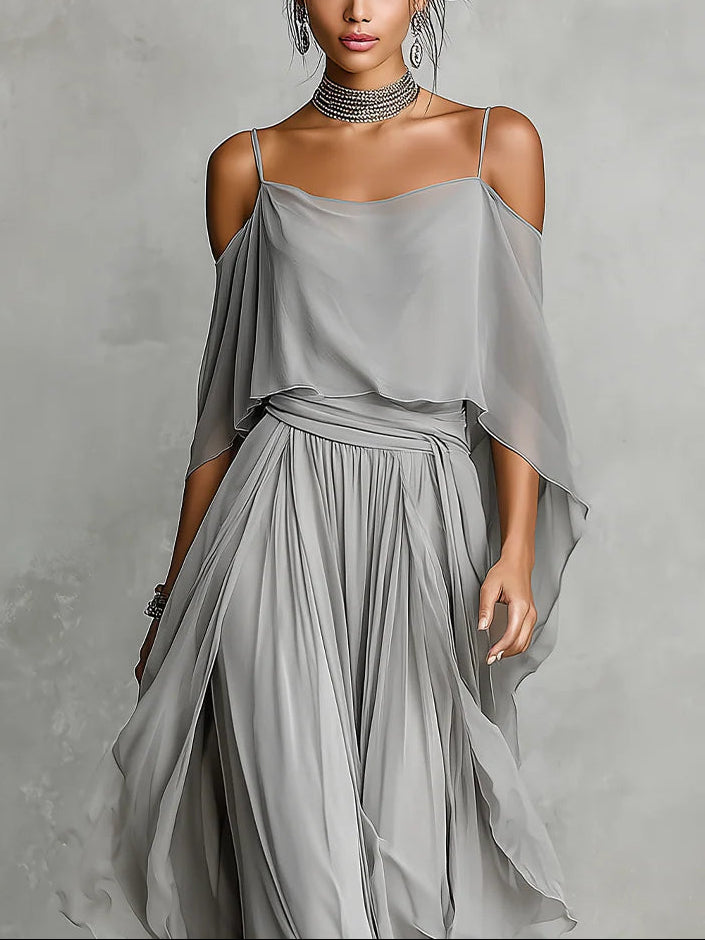 Patrizia | Completo Grigio in Chiffon