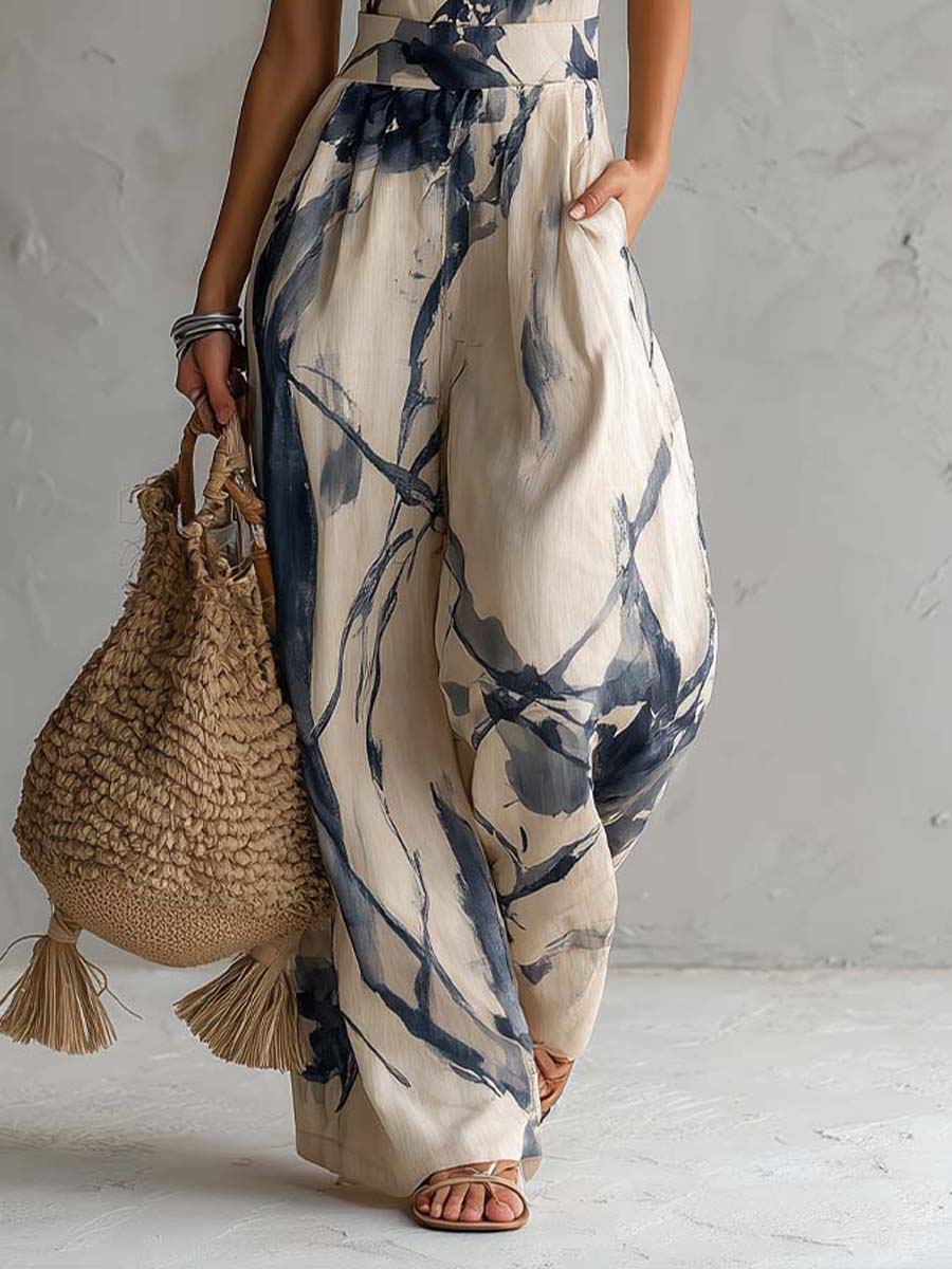 Nicoletta | Tuta con Stampa Artistica e Tasche