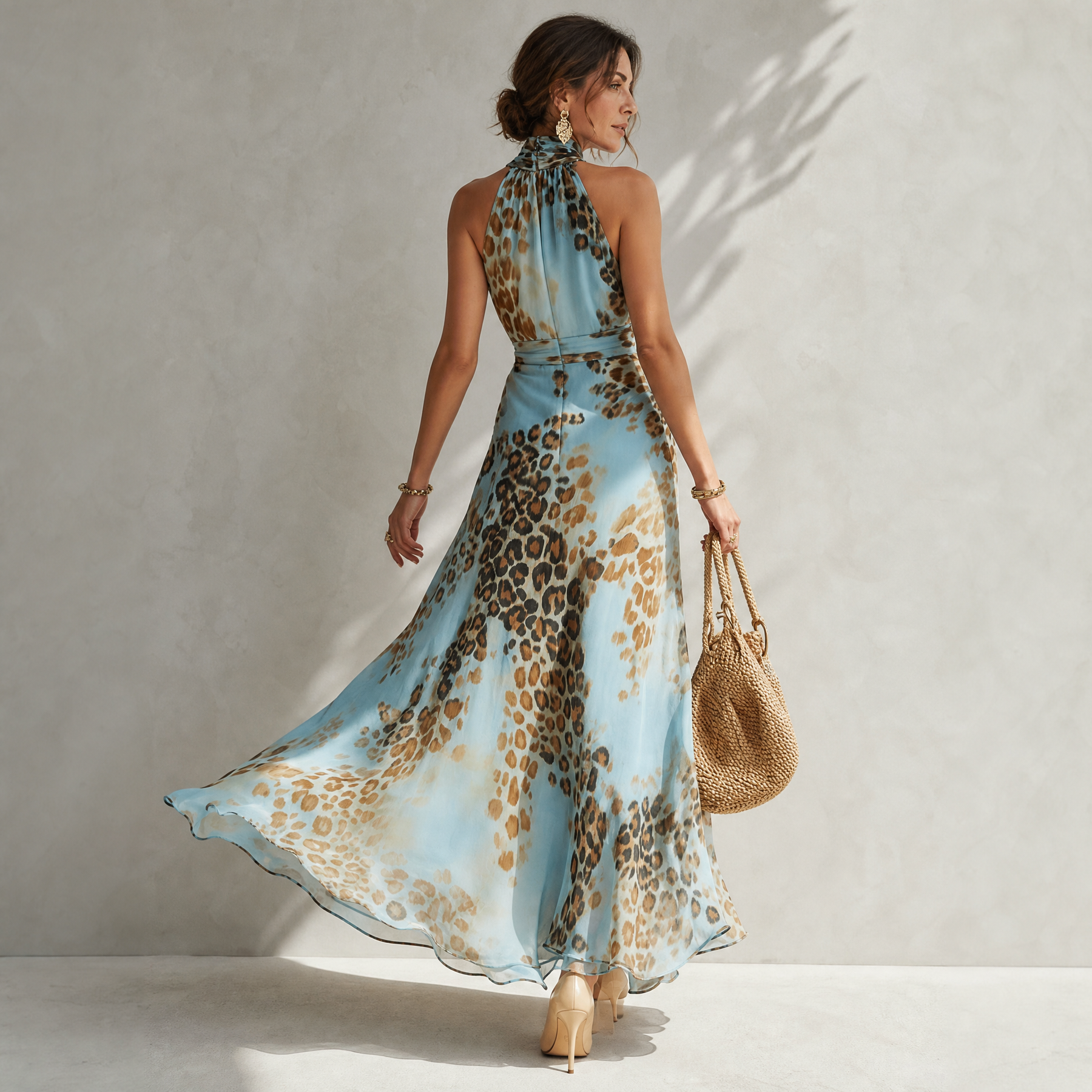 Désirée | Abito Lungo Elegante Con Stampa Animalier