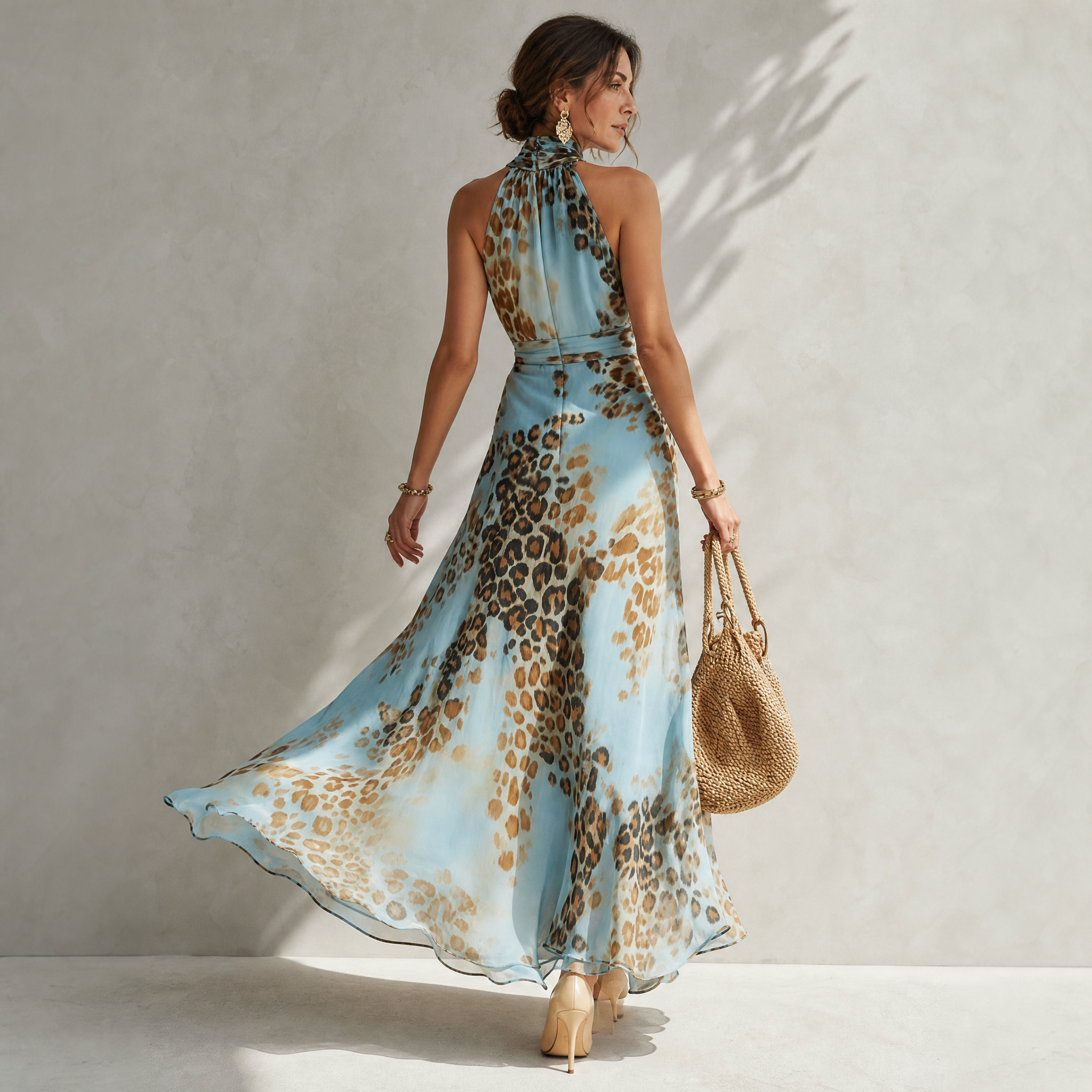 Désirée | Abito Lungo Elegante Con Stampa Animalier