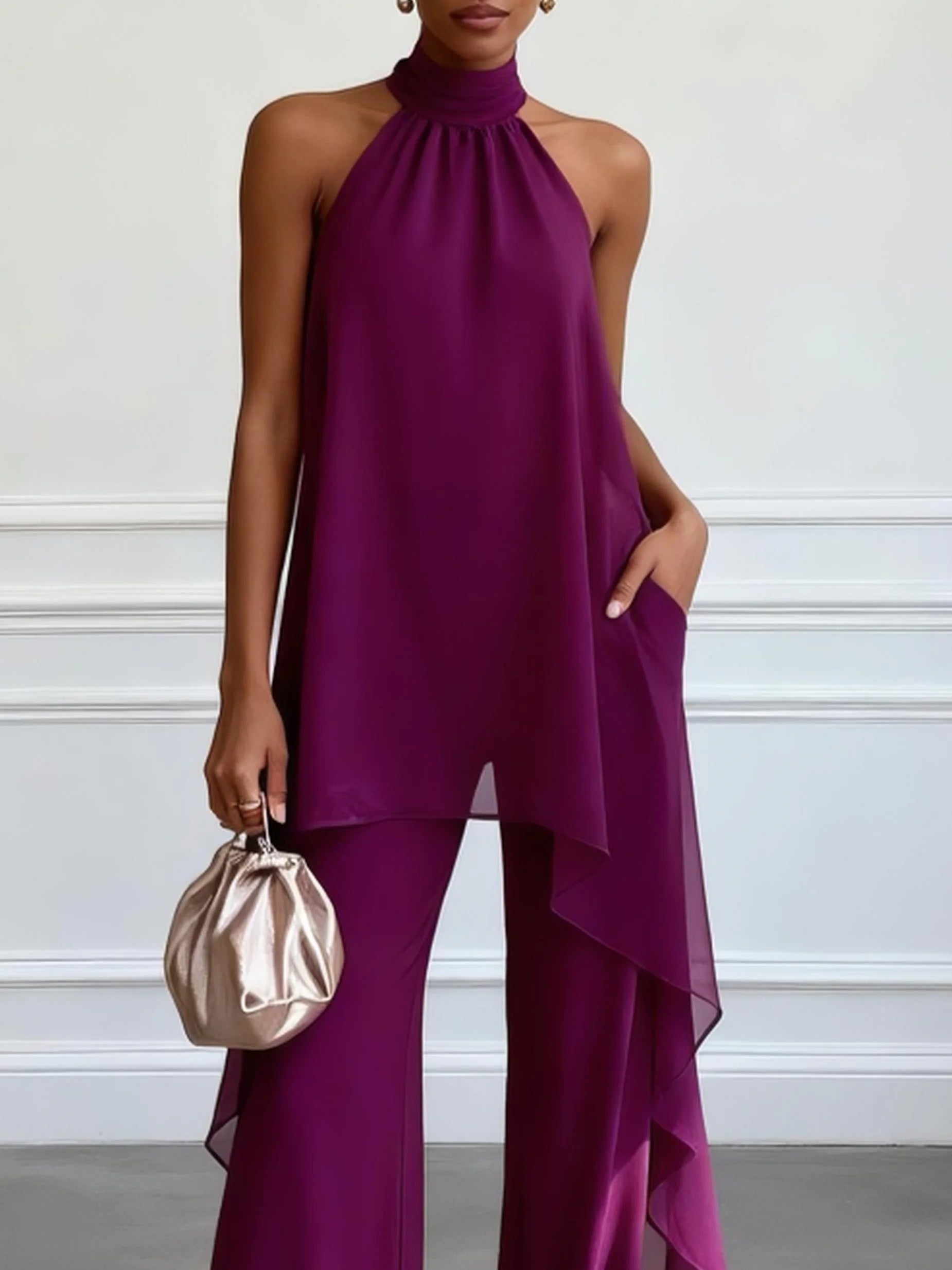 Angela | Completo Viola Elegante con Pantaloni