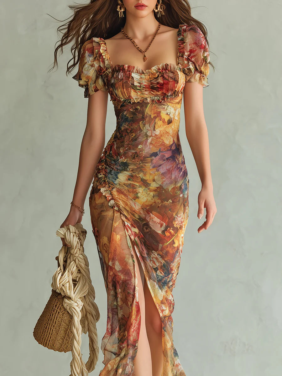 Claudia | Abito Maxi Arancione Stile Boho
