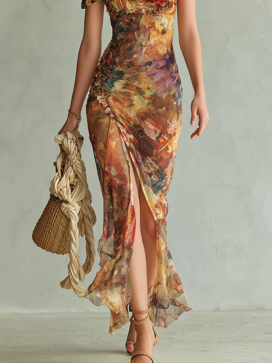 Claudia | Abito Maxi Arancione Stile Boho