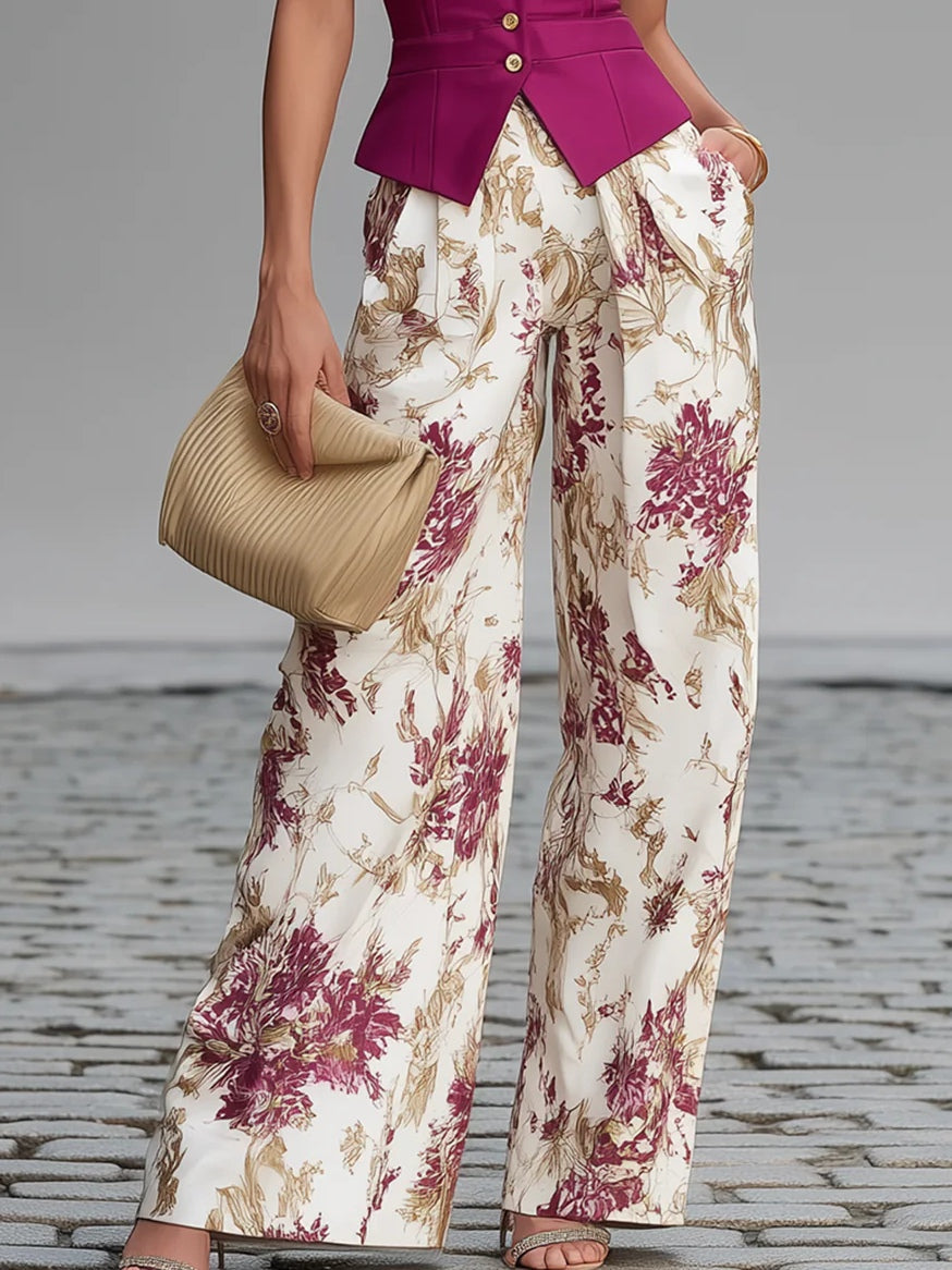Giorgia | Completo Rosa con Pantaloni Floreali