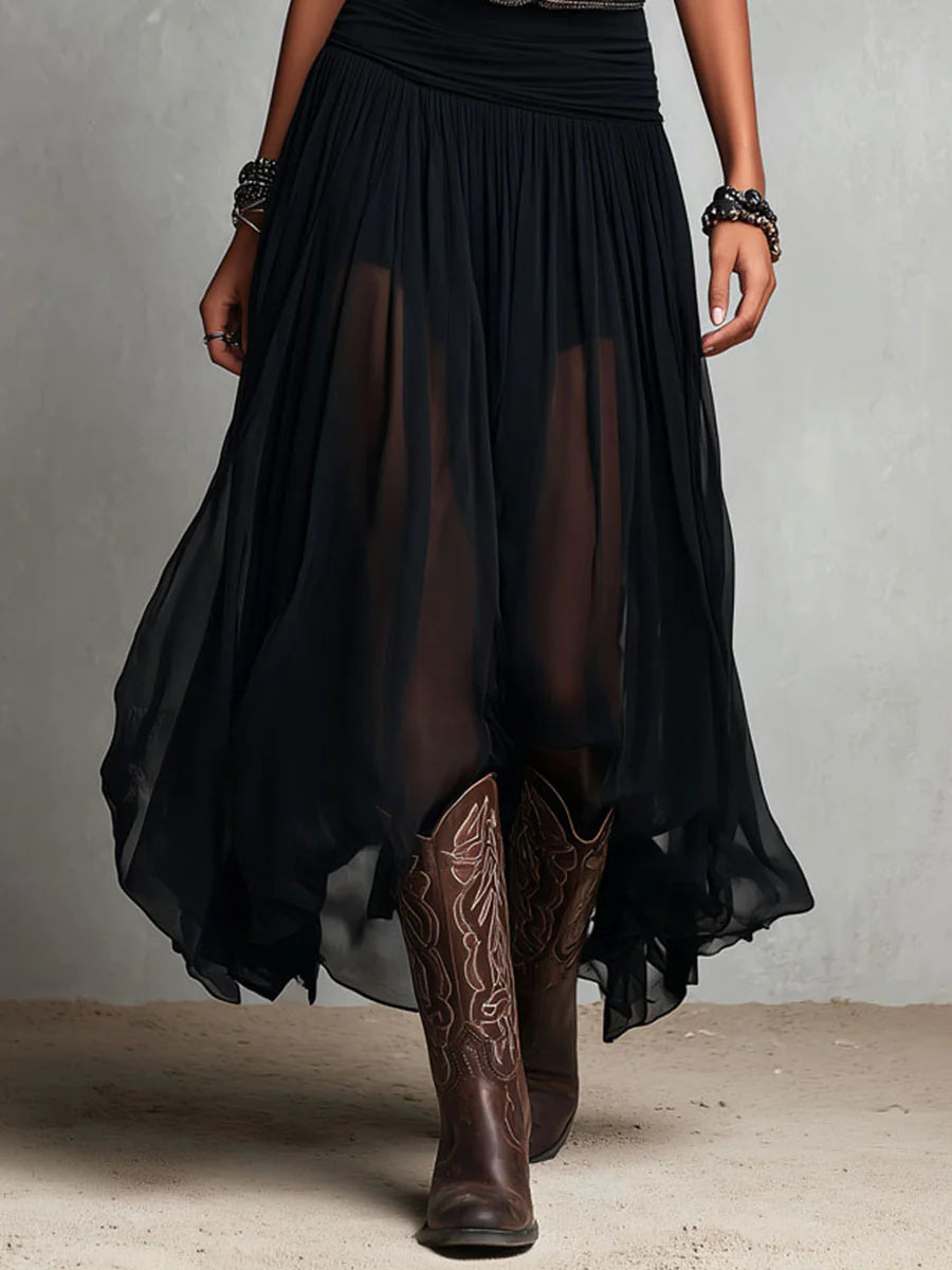 Giulia | Abito Maxi Nero con Gonna in Tulle