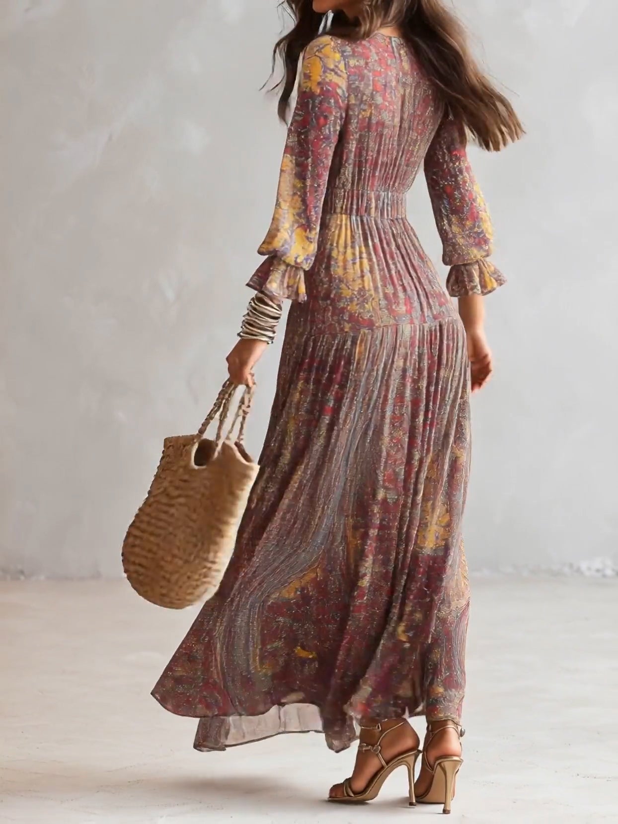 Federica | Abito Maxi in Chiffon con Stampa Paisley