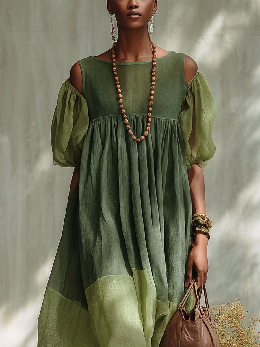 Stefania | Abito Midi Verde in Chiffon