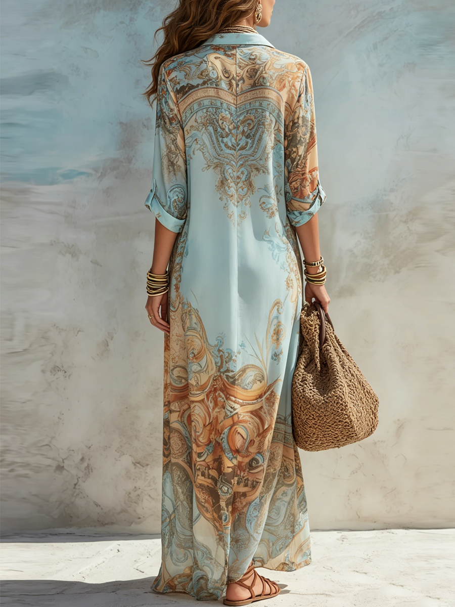 Laura | Abito Maxi Blu a Fiori