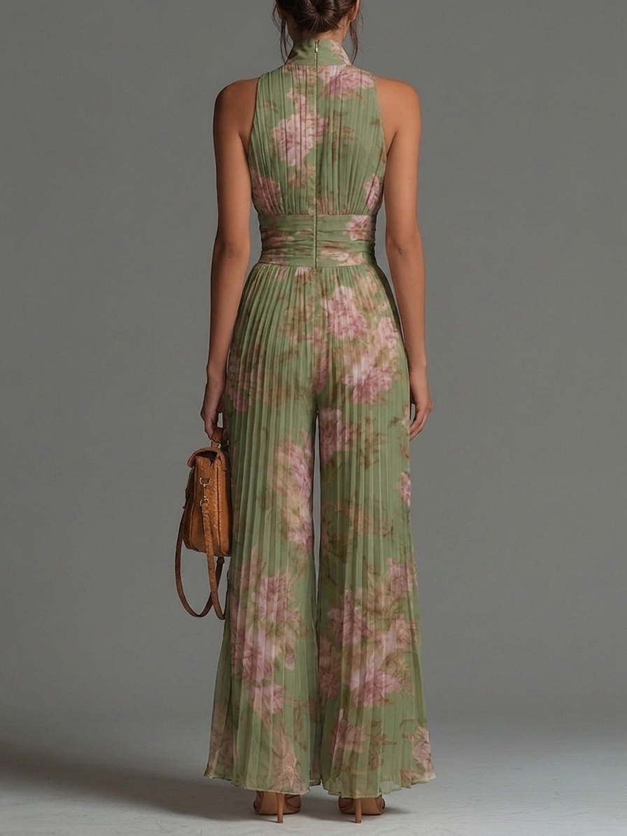 Valentina | Tuta Verde Floreale in Chiffon