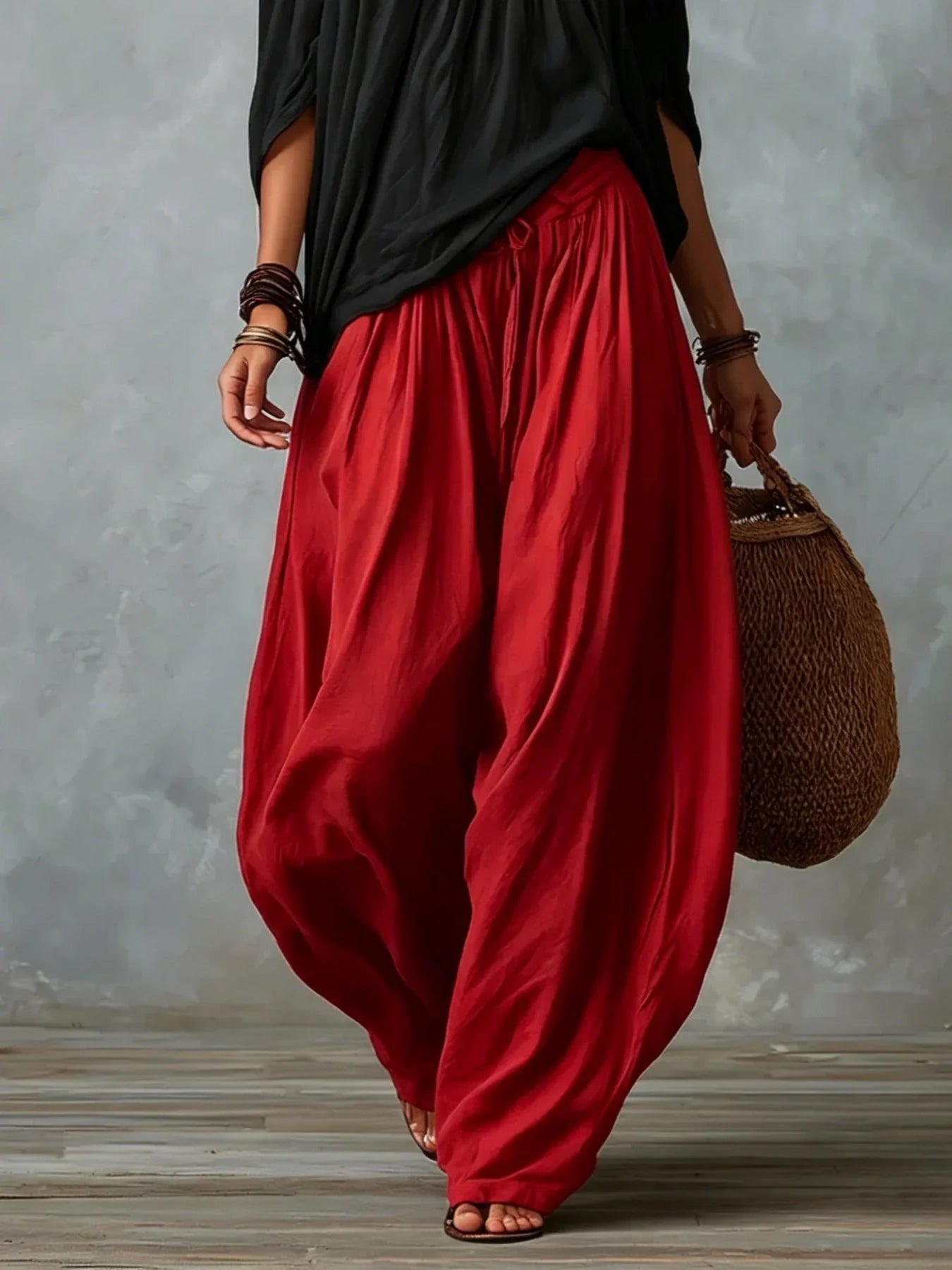 Bianca |Completo con Top a Spalle Scoperte e Pantaloni Ampi