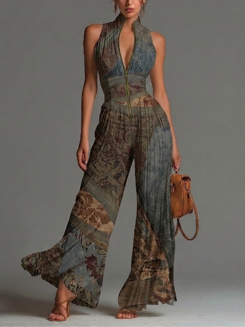 Chiara | Tuta Boho in Chiffon con Stampa Etnica