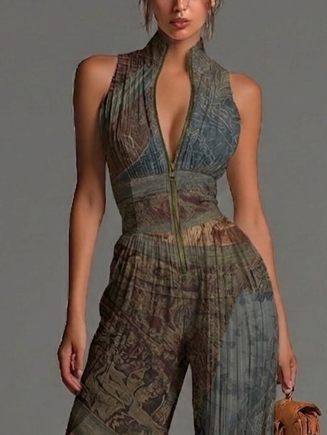 Chiara | Tuta Boho in Chiffon con Stampa Etnica