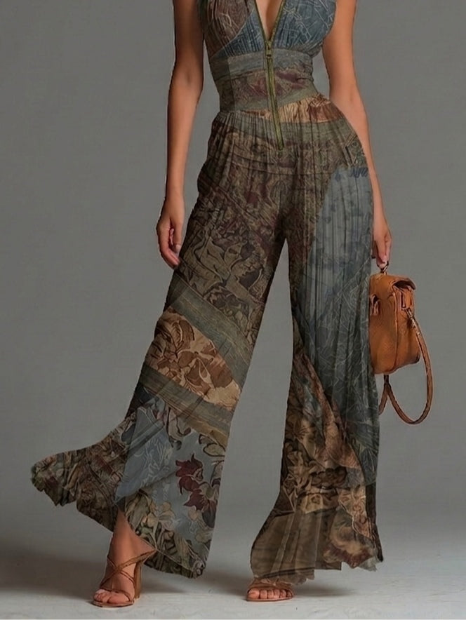Chiara | Tuta Boho in Chiffon con Stampa Etnica