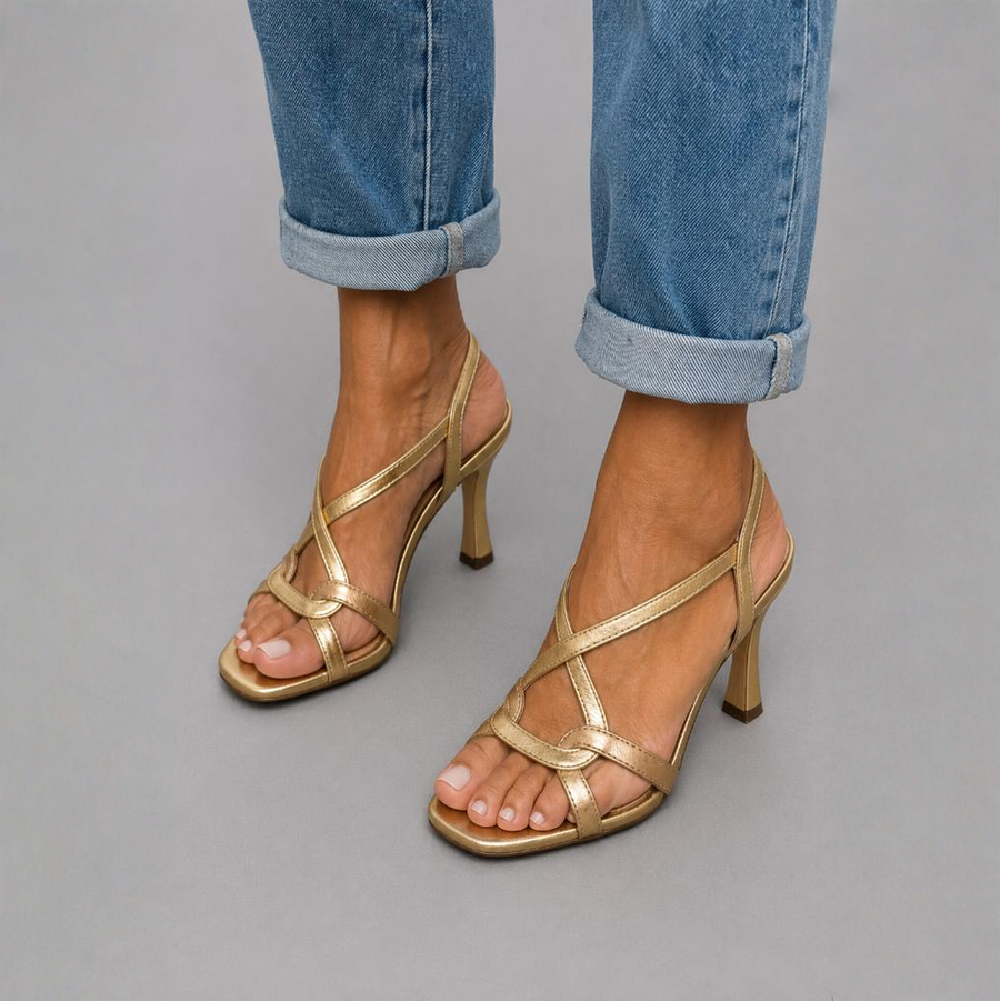 Cassie | Sandali Eleganti Dorati Con Tacco