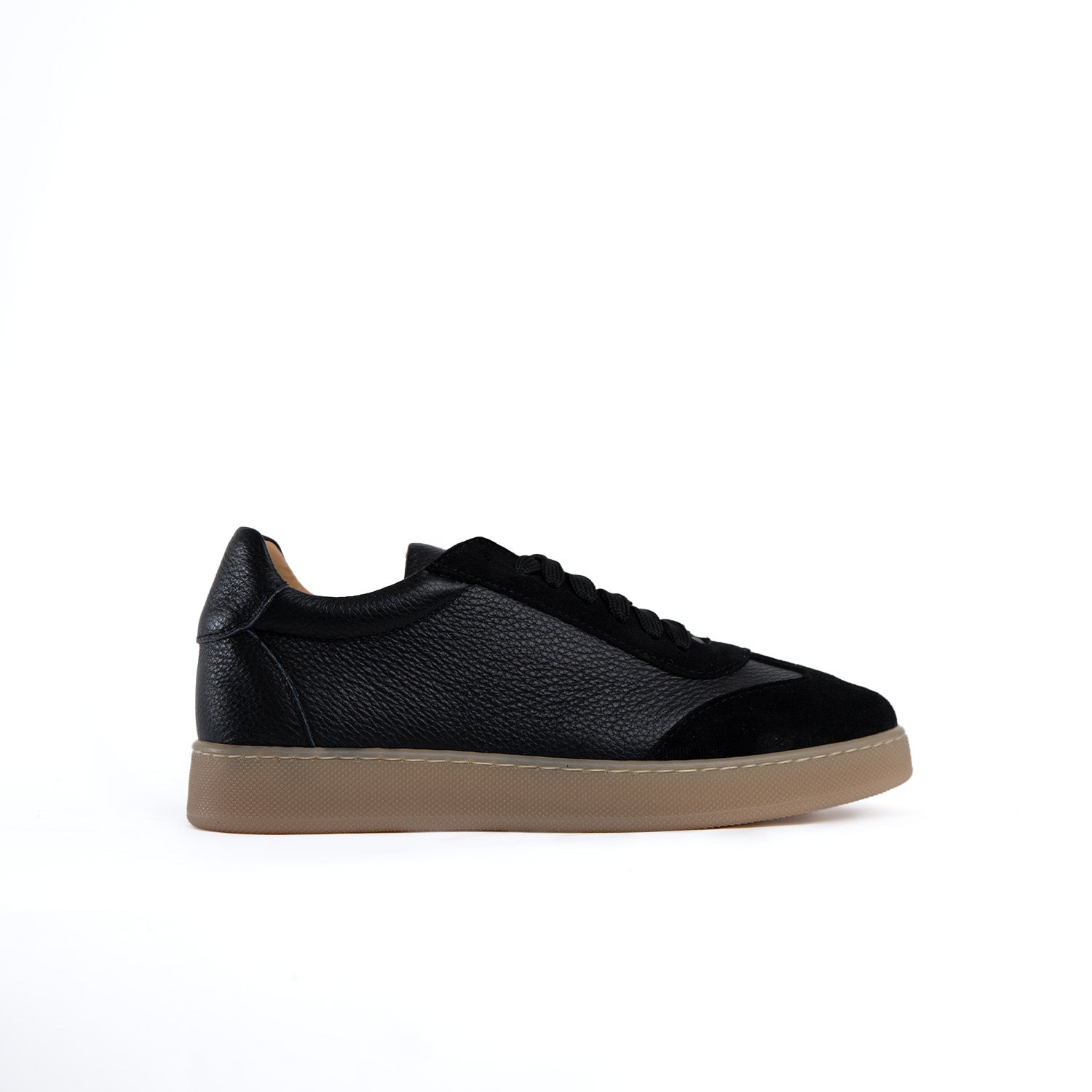Fusion sneakers fondo ambra chiaro uomo in vera pelle bottolata