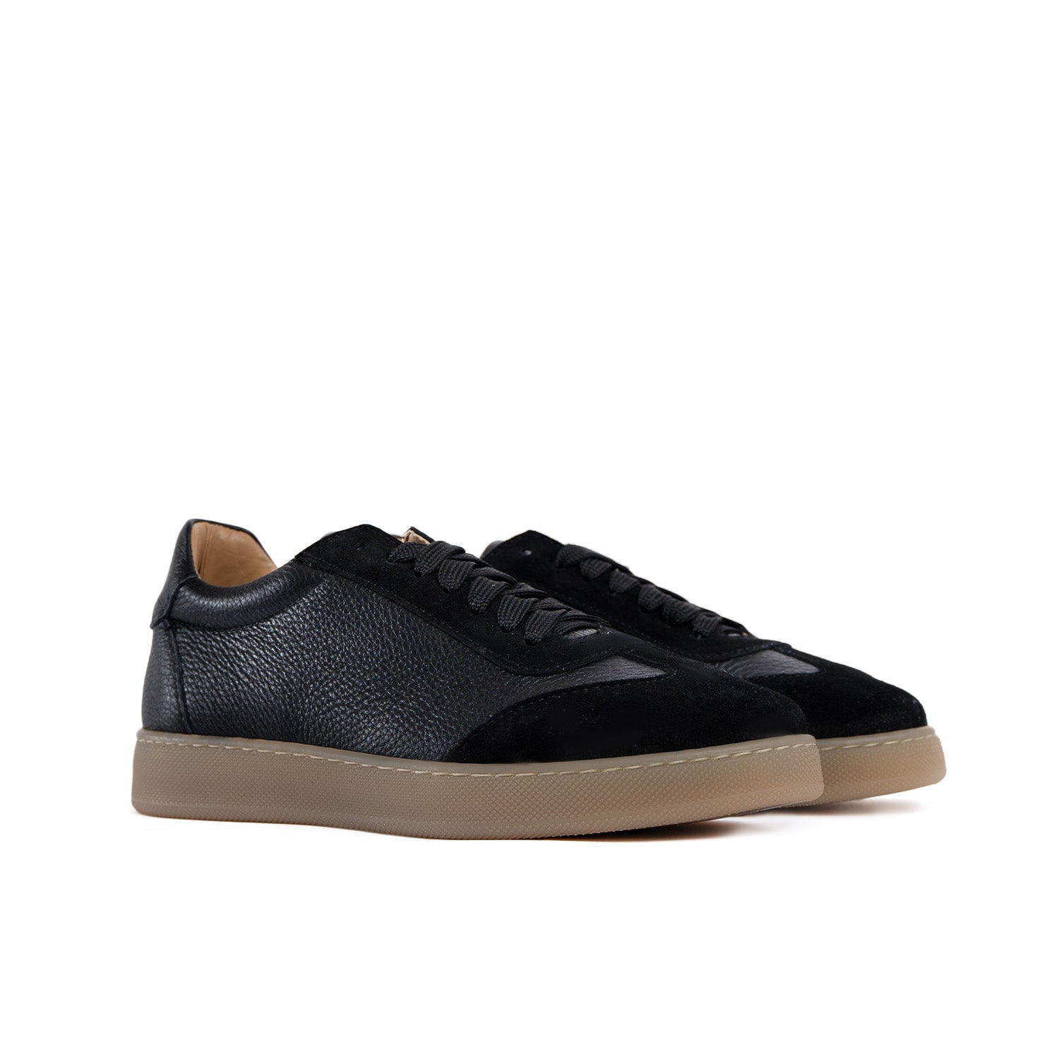 Fusion sneakers fondo ambra chiaro uomo in vera pelle bottolata