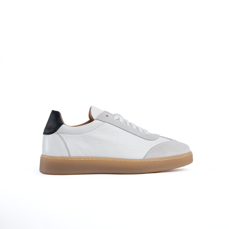 Fusion sneakers fondo ambra chiaro uomo in vera pelle bottolata