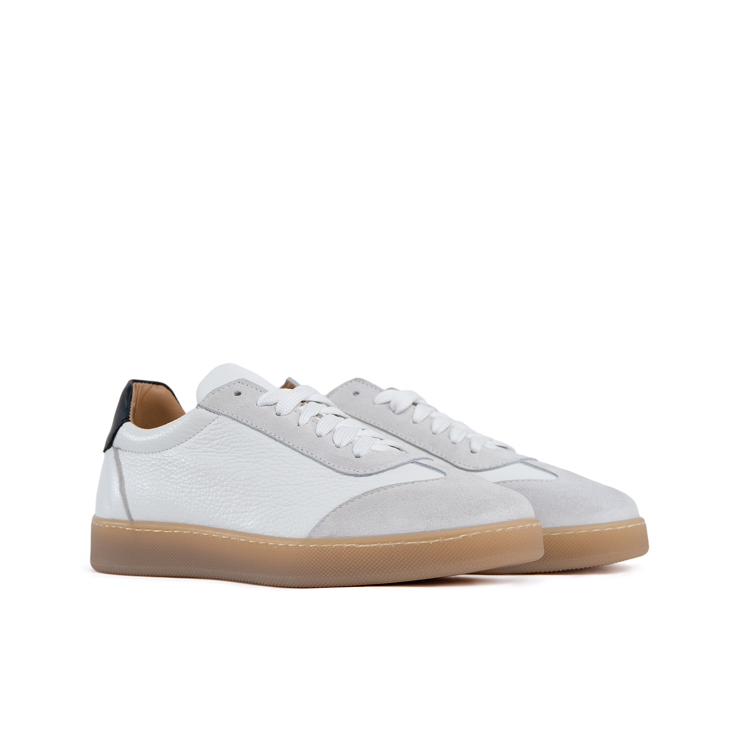 Fusion sneakers fondo ambra chiaro uomo in vera pelle bottolata